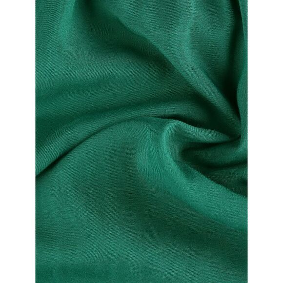 Boho Crochet Trim Puff Sleeve V Neck Smock Waist Ruffle Tier Dress Lake Green - Picture 5 of 5